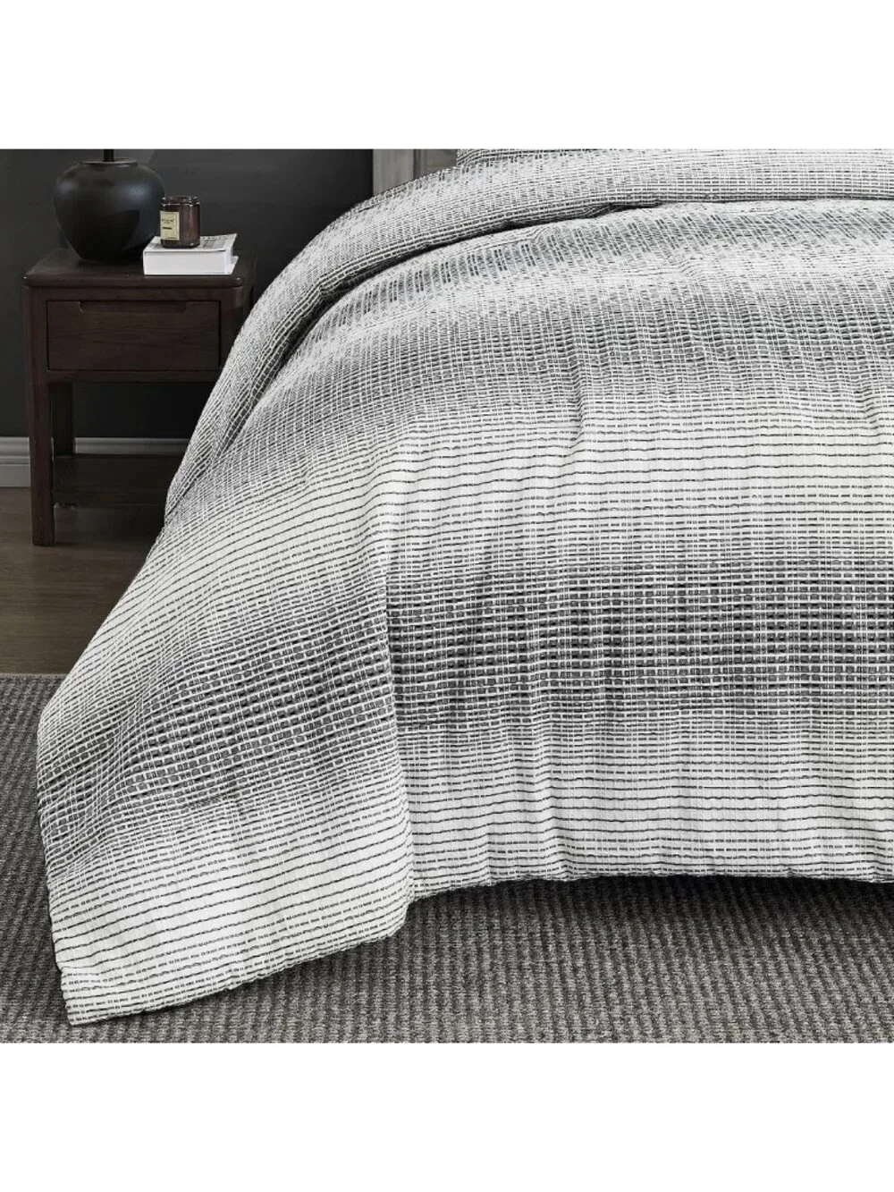 Cozy King Comforter Set - Soft Reversible Waffle Weave, 5-Piece White & Grey